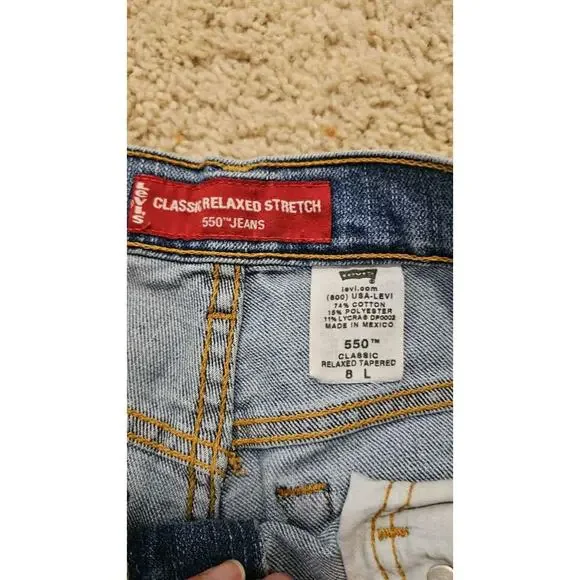 Levis 550 Jeans Classic Relaxed Stretch‎ Tapered Denim Blue Womenswear 8 Long